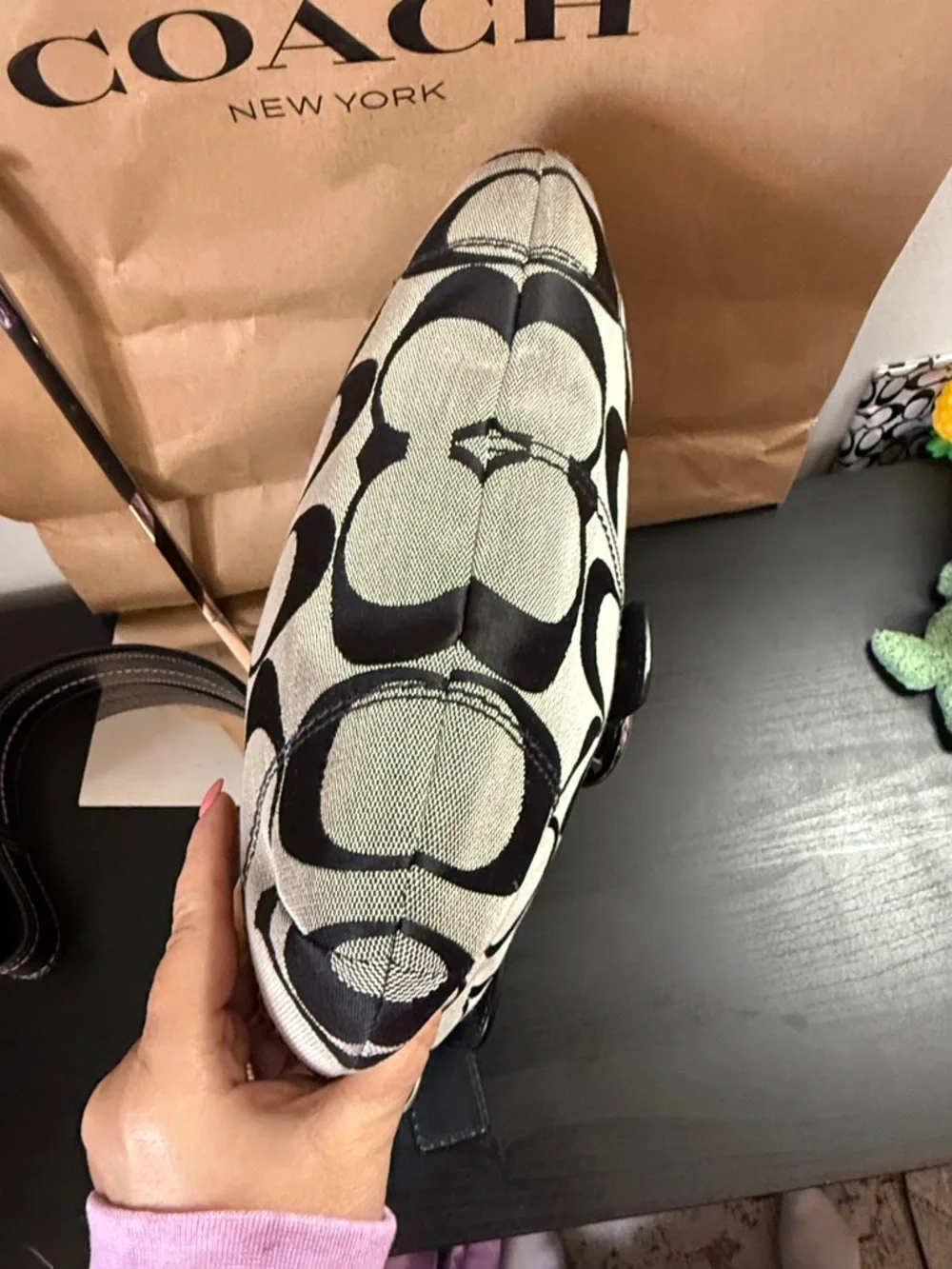 Coach Signature Leather and Canvas Flap Duffle Bag - Picture 14 of 17